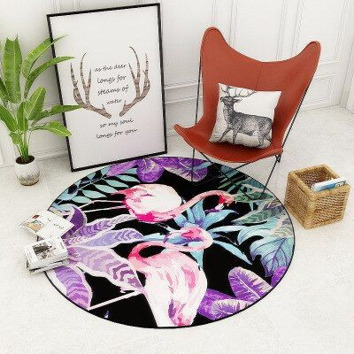 Flamingo] Round Rug Carpet Bedroom Livingroom Home Decor